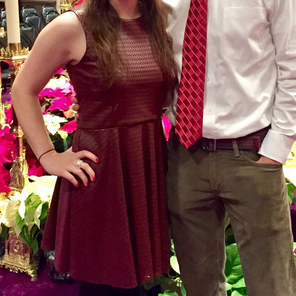 Juniors Maroon Faux Leather Party Dress Size M - Picture 3 of 4